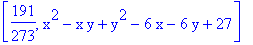 [191/273, x^2-x*y+y^2-6*x-6*y+27]